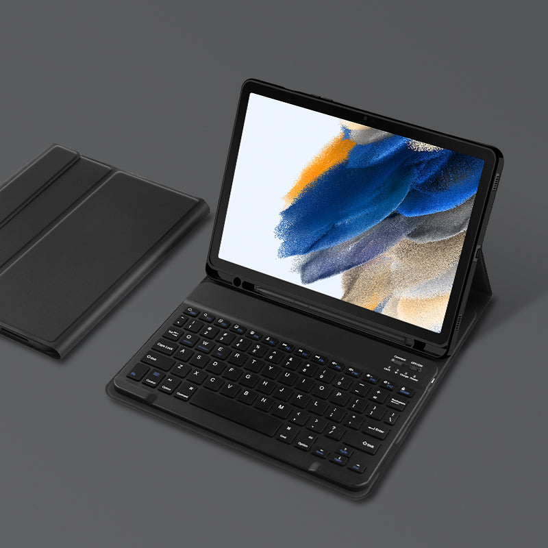 Pro Samsung Galaxy Tab A8 10.5 (2021) Bluetooth klávesnice + odnímatelné pouzdro z PU kůže se slotem pro pero (bez touchpadu) Pro Samsung Galaxy Tab A8 10.5 (2021) Bluetooth klávesnice + odnímatelné pouzdro z PU kůže se slotem pro pero (bez touchpadu)